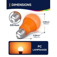 Unilamp A19 Orange Light Bulb 9W Equivalent 60Watt E26 Base Led Orange Bulb Led Orange Colored Light Bulbs For Halloween Chri