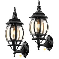 Vianis Outdoor Garage Lights Wall Mount Dusk To Dawn Led Outdoor Lighting Wall Lanterns For Porch Black Exterior Light Fixture