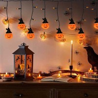 Hooded Pumpkin Lights For Halloween Decorations 7Ft 25Pcs Vintage Halloween Decor Lights Waterproof Connectable For Window Back