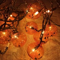 Halloween Pumpkin String Lights 7Ft Halloween Clear Orange Decorative String Lights With 25 Orange Lights Plug In Outdoor Hall