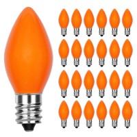 25 Pack C7 Orange Light Bulb Orange Ceramic Incandescent Light Bulbs For C7 Outdoor String Lights Halloween Lighting C7E12 C