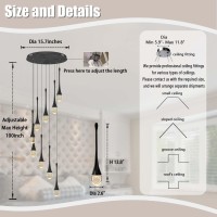 Ykolupty 9Lights Black Pendant Chandliers 100 High Staircase Ceiling Chandeliers Crystal Bubble Raindrop Lighting Chandelier