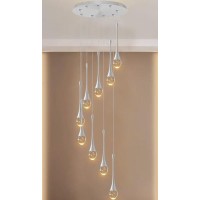 Ykolupty 9Lights Silver Staircase Chandeliers Crystal Bubble Raindrop Pendant Chandelier 100 High Ceiling Living Room Crystal