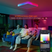 Annaror Smart Led Ceiling Light Wifi 13In Rgb Flush Mount Lighting Fixture With Remote Compatible With Alexa Google Home Low