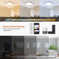 Annaror Smart Led Ceiling Light Wifi 13In Rgb Flush Mount Lighting Fixture With Remote Compatible With Alexa Google Home Low