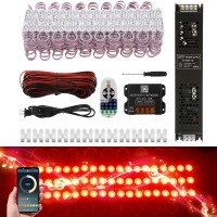 Dyna-Living 100Ft Red Led Storefront Lights App Bluetooth & Ir Remote Control 200Pcs 3-Led 5050 Smd Led Module Lights With Music Sync Mode Ip68 Waterproof Storefront Led Lights For Business