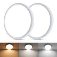 Wowag 2Pack Led Flush Mount Ceiling Light Fixture 12 Inch Super Slim 24W 2200Lm 3000K4000K6000K 3 Color Selectable Surface Mou