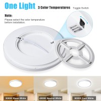 Wowag 2Pack Led Flush Mount Ceiling Light Fixture 12 Inch Super Slim 24W 2200Lm 3000K4000K6000K 3 Color Selectable Surface Mou