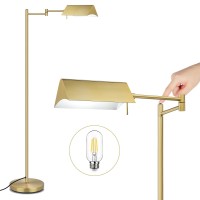 Mlambert Reading Floor Lamp Led Pharmacy Lamp With Swing Arm Swivel Head Adjustable Standing Lamp E26 Base Corner Lamp For Livin