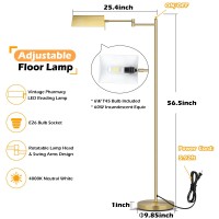 Mlambert Reading Floor Lamp Led Pharmacy Lamp With Swing Arm Swivel Head Adjustable Standing Lamp E26 Base Corner Lamp For Livin