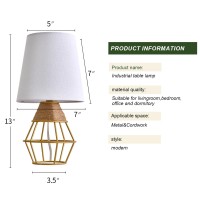 Gsafava 13 Modern Industrial Gold Rattan Metal Table Lamp Set Of 2 Boho Hollowed Out Base Small Beside Lamp For Living Room B