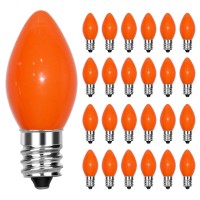 Sunsgne C7 Led Halloween Orange Replacement Night Light Bulbs 25 Pack C7 Led Plastic Christmas Lights For Outdoor String Lights