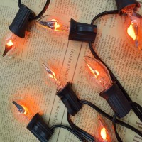 C7 Halloween Flicker Flame String Lights 25Ft C7 Outdoor Halloween Decorations String Lights With C7 Clear Flicker Flame Bulbs