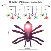 Halloween Spider String Lights 7Ft Halloween Decorations Lights With 10 Colorful Spider Lights 15 Mini Purple Bulbs Hanging Ha