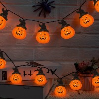 Halloween Wizard Hat Pumpkin Lights 85Ft Halloween Decorative String Lights With 10 Cute Hooded Pumpkin Lights Plug In Orange