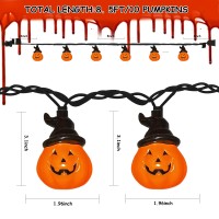 Halloween Wizard Hat Pumpkin Lights 85Ft Halloween Decorative String Lights With 10 Cute Hooded Pumpkin Lights Plug In Orange