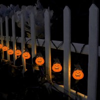 Halloween Wizard Hat Pumpkin Lights 85Ft Halloween Decorative String Lights With 10 Cute Hooded Pumpkin Lights Plug In Orange