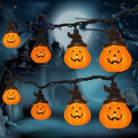 Halloween Wizard Hat Pumpkin Lights 85Ft Halloween Decorative String Lights With 10 Cute Hooded Pumpkin Lights Plug In Orange