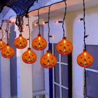 Halloween Pumpkin Icicle Lights 7Ft Halloween Decorations String Lights With 10 Pumpkin Lights 15 Mini Orange Bulbs Plug In Pu