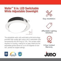 Juno Wf6 Adj Sww5 90Cri Mw M6 Waferthin Led Downlight Adjustable Trim Switchable Cct 2700K 3000K 3500K 4000K And 5000K 9