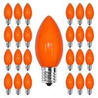 Cbebew 25 Pack C9 Incandescent Light Bulbs C9 Ceramic Orange Replacement Bulb For Halloween Christmas String Lights C9E17 Can