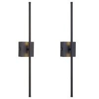 Kartoosh Modern Wall Sconces Set Of Two, Dimmable Hardwired Wall Sconces, 350 Rotate, Led Matte Black Wall Light Fixtures, 3000K Warm Light Wall Lamp For Bathroom, Living Room, 27.8 Inch (2 Pack)