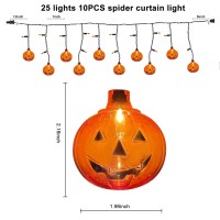 Halloween Pumpkin Lights 7Ft 25 Lights Halloween Curtain String Lights With 10 Orange Clear Pumpkins Plug In Waterpoof Ul List