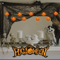 Halloween Pumpkin Lights 7Ft 25 Lights Halloween Curtain String Lights With 10 Orange Clear Pumpkins Plug In Waterpoof Ul List