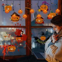 Halloween Pumpkin Lights 7Ft 25 Lights Halloween Curtain String Lights With 10 Orange Clear Pumpkins Plug In Waterpoof Ul List