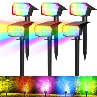 Solar Color Changing Lights Outdoor, 59Led Rgb Solar Lights Outdoor With 9 Lighting Modes, Auto On/Off Ip67 Waterproof Solar Landscape Spotlights For Outdoor Landscape Decorations 6 Pack (Multicolor)