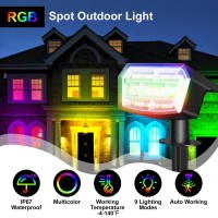 Solar Color Changing Lights Outdoor, 59Led Rgb Solar Lights Outdoor With 9 Lighting Modes, Auto On/Off Ip67 Waterproof Solar Landscape Spotlights For Outdoor Landscape Decorations 6 Pack (Multicolor)