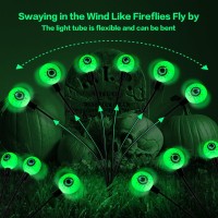 Behiller Halloween Decorations Outdoor Solar Scary Eyeball Lights2Packs 12Led Green Eyeball Swaying Firefly Lightswaterproof S