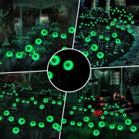 Behiller Halloween Decorations Outdoor Solar Scary Eyeball Lights2Packs 12Led Green Eyeball Swaying Firefly Lightswaterproof S