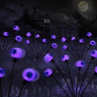 2Pack Scary Eyeballs Solar Garden Lights Halloween Decorations Outdoorswaying Firefly With 12Led Purple Spooky Lights Waterpr