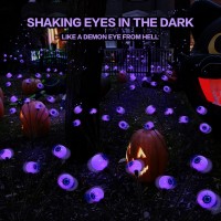 2Pack Scary Eyeballs Solar Garden Lights Halloween Decorations Outdoorswaying Firefly With 12Led Purple Spooky Lights Waterpr