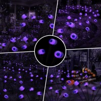 2Pack Scary Eyeballs Solar Garden Lights Halloween Decorations Outdoorswaying Firefly With 12Led Purple Spooky Lights Waterpr