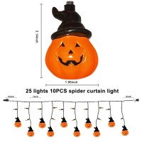 Halloween Pumpkin Decoration String Lights 7Ft Wizard Hat Pumkin Lights With 10 Cute Pumpkin Lights And 15 Orange Mini Lights