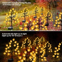 Solar Fall Lights For Thanksgiving Day Decorations Outdoor 2Pack 40Led Artificial Maple Tree For Fall Party Gifts D Cor Outside