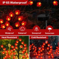 Fall D Cor Solar Garden Lights Outdoor For Thanksgiving Decorations 40Led 2Pack Red Maple Leaves Tree Lights With Outdoor Autu