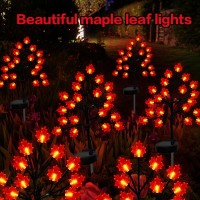 Fall D Cor Solar Garden Lights Outdoor For Thanksgiving Decorations 40Led 2Pack Red Maple Leaves Tree Lights With Outdoor Autu