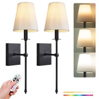 Passica Decor Battery Operated Wall Sconces Set Of Two Rechargeable Wall Lights With 5200Mah Dimmable Detachable Bulbs 15 Colo