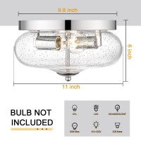 Darkaway Farmhouse Ceiling Light Fixtures Flush Mount Indoor Outdoor Ceiling Light With Seeded Glass Shade For Hallway Kitchen Bedroom Porch Living Room Dining Room Chrome Finish