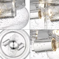 Darkaway Farmhouse Ceiling Light Fixtures Flush Mount Indoor Outdoor Ceiling Light With Seeded Glass Shade For Hallway Kitchen Bedroom Porch Living Room Dining Room Chrome Finish