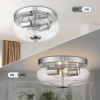 Darkaway Farmhouse Ceiling Light Fixtures Flush Mount Indoor Outdoor Ceiling Light With Seeded Glass Shade For Hallway Kitchen Bedroom Porch Living Room Dining Room Chrome Finish