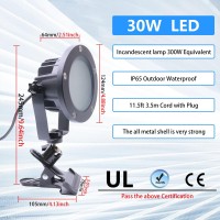 Clip Floodlight 30W Led Work Light Ip65 Waterproof 300W Equivalent 115Ft 35M Cord With Plug Lights For Workshop Garage Constr