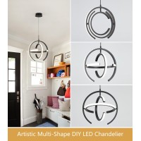 Qs Modern Led Chandelier Black Round Globe Hanging Pendant Light For Entryway Kitchen Island Dining Room Living Room Stairway