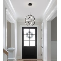 Qs Modern Led Chandelier Black Round Globe Hanging Pendant Light For Entryway Kitchen Island Dining Room Living Room Stairway