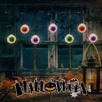 Halloween Eyeball String Lights 7Ft Eyeball Decorative String Lights With 10 Eyeball Lights And 15 Purple Mini Lights Colorful