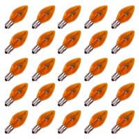 25 Pack Flicker Flame Replacement Light Bulbs C7 Orange Realistic Flame Light Bulb Flame Flickering Lights For Indoor Outdoor