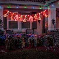 Halloween Red Led Lights With Hands And Feet Hanging Banner Cards 98 Ft 30 Led 2 Modes Battery Halloween Lights For Halloween P